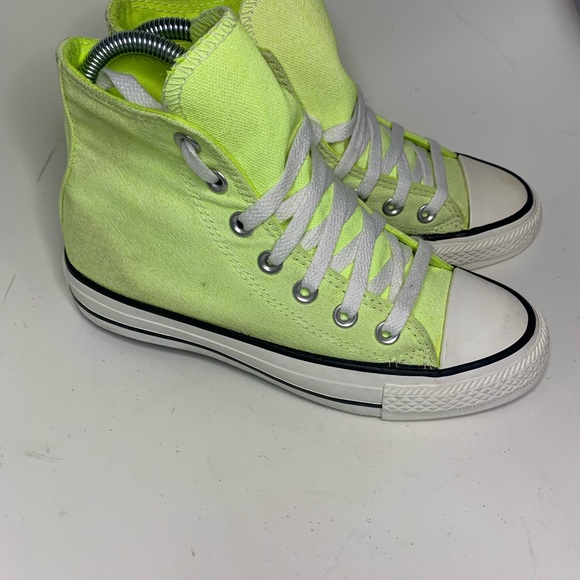 CONVERSE Chuck Taylor All Star Seasonal Neon Yellow High Top sneakers Sz 5 - Picture 10 of 12